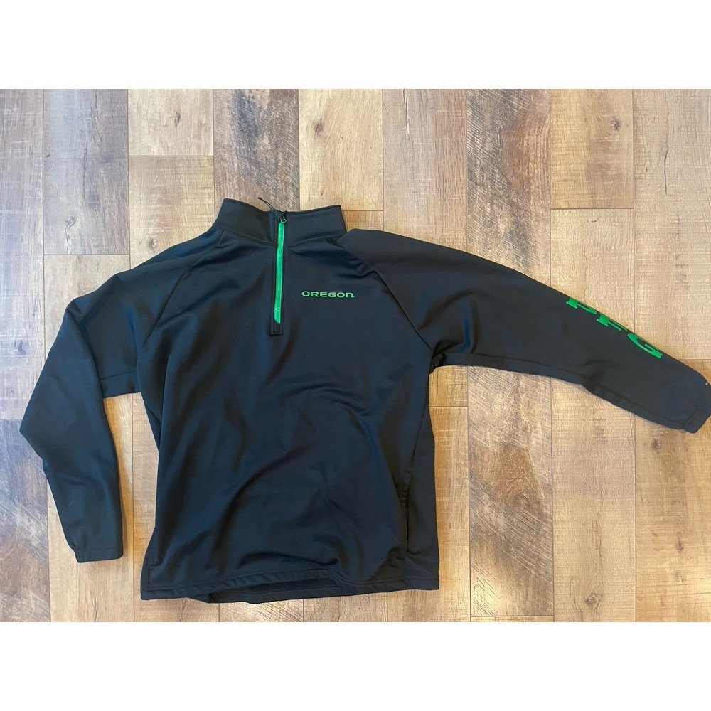 Columbia PFG Oregon Ducks Black Green 1/4 Pullover Heavyweight XL Omni-shade